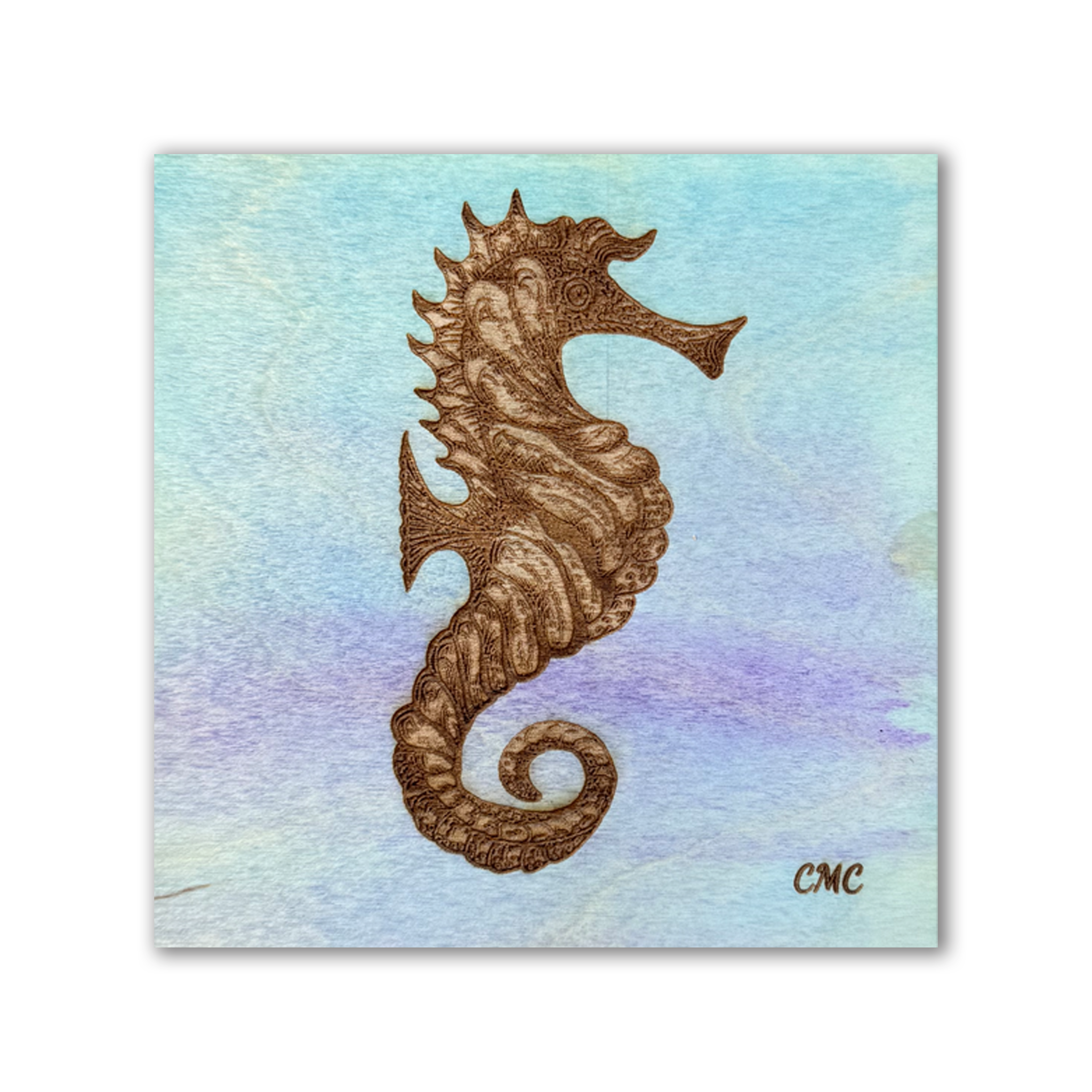 Seahorse | Wood Art Tile | Ocean